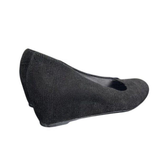 Stuart Weitzman Women Black textured Wedge Pumps Heels 6.5M Work Office Shoes - Picture 9 of 12